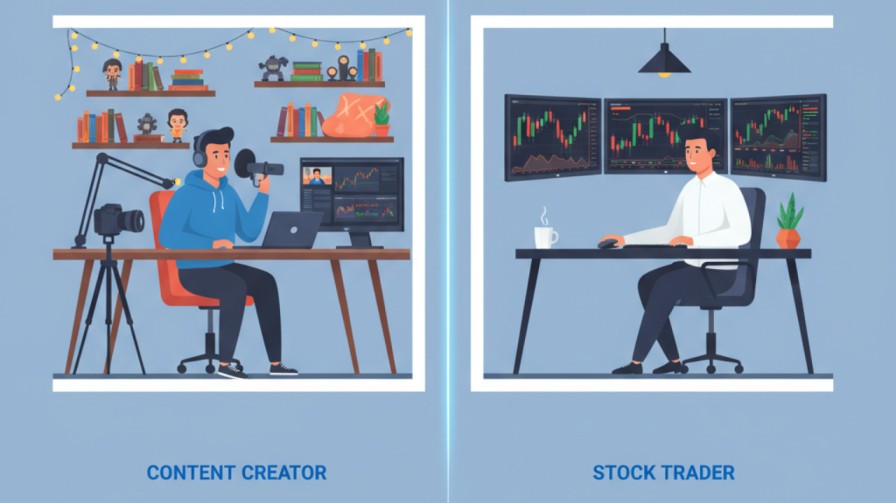 YouTube vs Trading split illustration